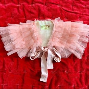 Joyfolie Girls Ruffled Rose Pink Tulle Capelet Collar